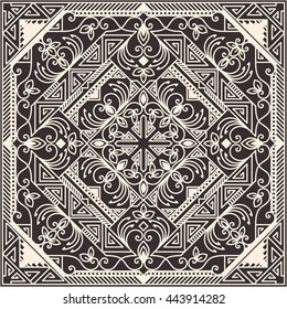 Zentangle styled geometric ornament pattern element. Orient traditional ornament. Boho styled. Abstract geometric seamless pattern elegant element for cards and invitations.