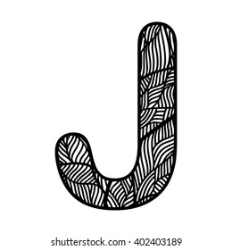 Zentangle stylized alphabet. Isolated on white background. Vector illustration.