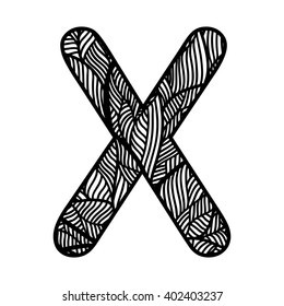 Zentangle stylized alphabet. Isolated on white background. Vector illustration.