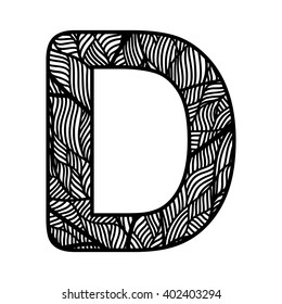 Zentangle stylized alphabet. Isolated on white background. Vector illustration.