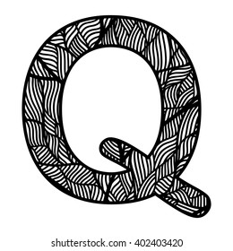 Zentangle stylized alphabet. Isolated on white background. Vector illustration.