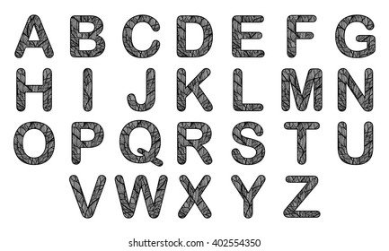 Zentangle stylized alphabet. Isolated on white background. Vector illustration.