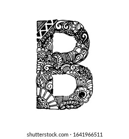 Zentangle Stylized Alphabet Letter B Vector: Vector De Stock (libre De ...