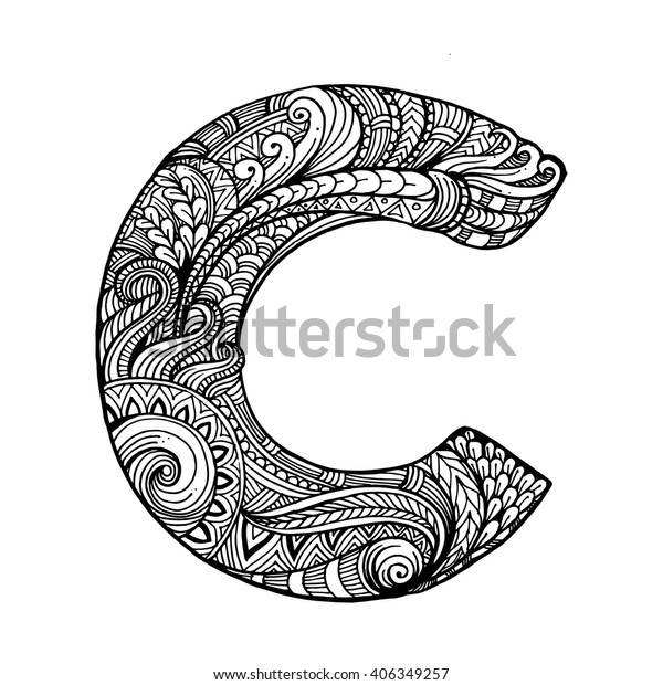 Zentangle Stylized Alphabet Letter C Vector Stock Vector (Royalty Free