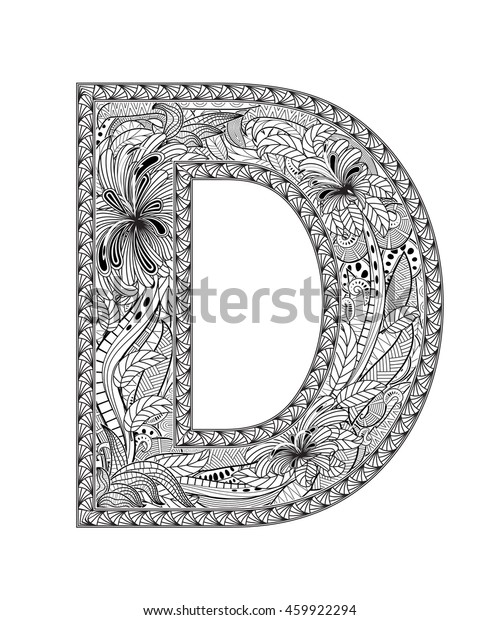 Zentangle Stylized Alphabet Letter D Doodle Stock Vector (Royalty Free ...