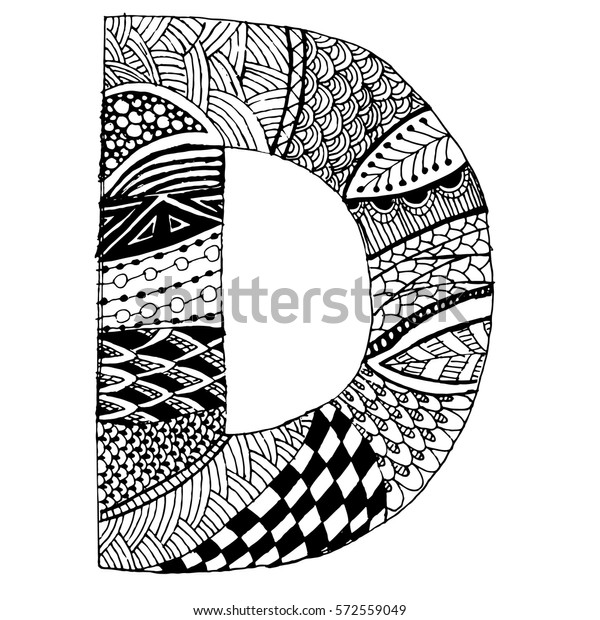 Zentangle Stylized Alphabet Letter D Vector Stock Vector (Royalty Free ...