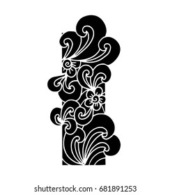 Zentangle stylized alphabet. Letter I in doodle style. Hand drawn sketch font, vector illustration for coloring page, makhendas or decoration.
