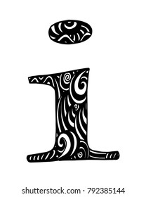 Zentangle stylized alphabet. Letter I in doodle style. Hand drawn sketch font, vector illustration for coloring page, makhendas or decoration.