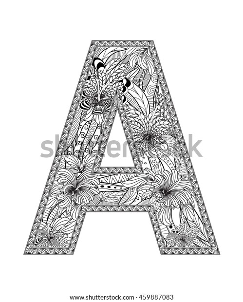 Zentangle Stylized Alphabet Letter Doodle Style Stock Vector (Royalty ...