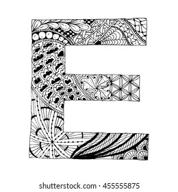 zentangle stylized alphabet letter e doodle stock vector royalty free 455555875 shutterstock