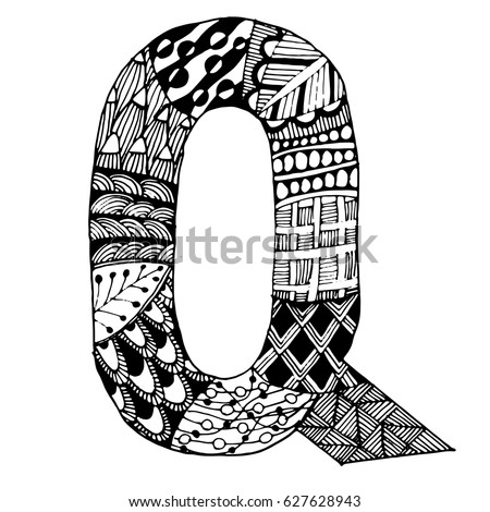 Zentangle Stylized Alphabet Letter Q Vector Stock Vector Royalty
