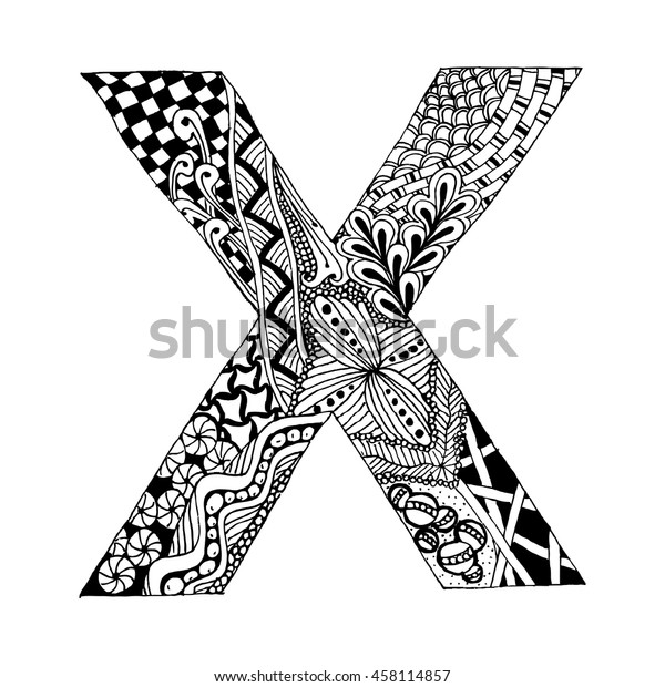Zentangle Stylized Alphabet Letter X Doodle Stock Vector (Royalty Free ...