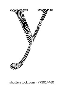 Zentangle stylized alphabet. Letter Y in doodle style. Hand drawn sketch font, vector illustration for coloring page, makhendas or decoration.
