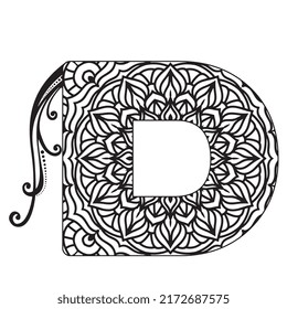 Zentangle stylized alphabet. Mandala letter. vector illustration Black white hand drawn doodle. Alphabets Mandala coloring Page, Mandala Letters. 