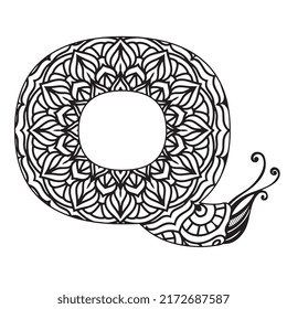 Zentangle stylized alphabet. Mandala letter. vector illustration Black white hand drawn doodle. Alphabets Mandala coloring Page, Mandala Letters. 