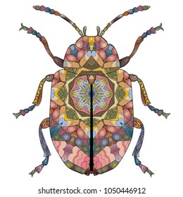Zentangle stylized beetle. Hand drawn decorative vector illustration