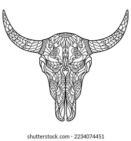 Zentangle stylized buffalo skull. Vector  illustration. 