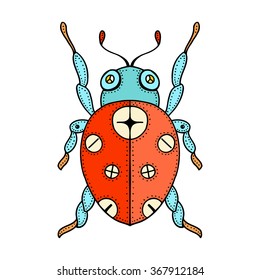 Zentangle stylized bug doodle. Hand Drawn vector illustration isolated on white background. Sketch for tattoo or makhenda. Insect collection.