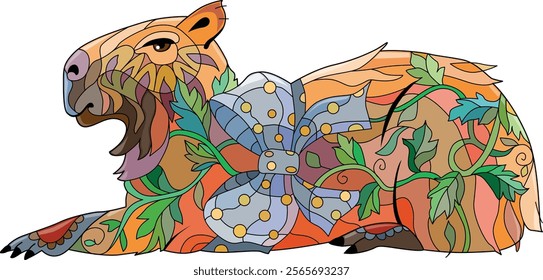 Zentangle stylized Capybara. Hand drawn decorative vector illustration