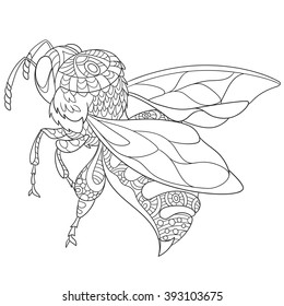 Zentangle Stylized Cartoon Bee Insect Bumblebee Stock Vector (Royalty ...