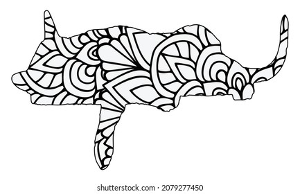 Zentangle stylized cat for adult coloring page