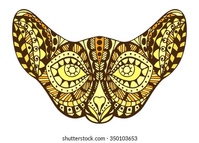 Zentangle stylized cat head. Animal collection. Hand drawn doodle. Ethnic patterned vector illustration. African, indian, totem design. Sketch for tattoo, posters, prints, bag or t-shirt.