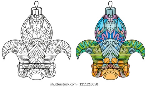 Zentangle stylized Christmas decorations. Hand Drawn lace vector illustration