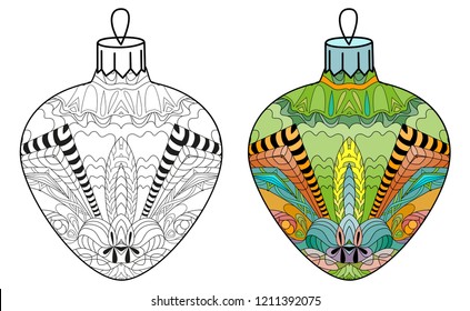 Zentangle stylized Christmas decorations. Hand Drawn lace vector illustration