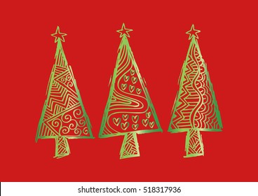 Zentangle stylized Christmas trees