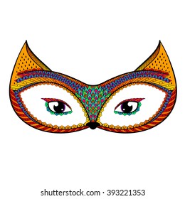 Zentangle stylized color fox. Hand Drawn patterned vector illustration isolated on white background. Sketch for tattoo, t-shirt design.