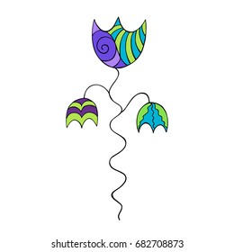 Zentangle stylized colorful Flower bell isolated on white background.