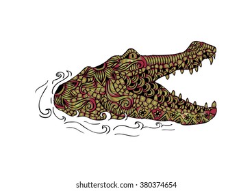 Zentangle stylized crocodile head. Doodle style.