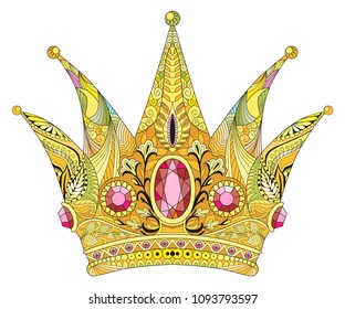 Zentangle stylized crown. Hand Drawn lace vector illustration