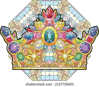 Zentangle stilisierte Krone auf Mandala. handgezeichnete Spitzen-Vektorgrafik