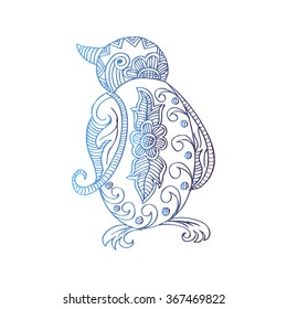 Zentangle stylized cute penguin.