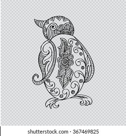 Zentangle stylized cute penguin.