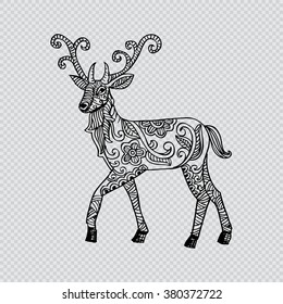  Zentangle stylized deer. Hand drawing illustrtion