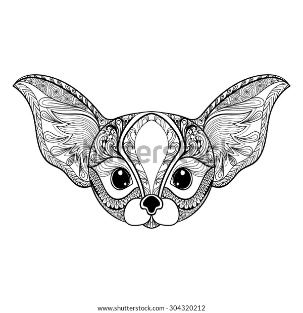 Download Zentangle Stylized Desert Fox Face Hand Stock Vector ...