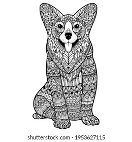 Zentangle stylized dog for adult coloring page