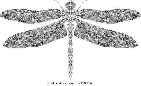 Zentangle stylized dragonfly . Hand-drawn vector illustration.