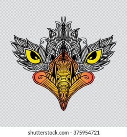 Zentangle stylized eagle head. Animals. Ethnic patterned illustration. 
