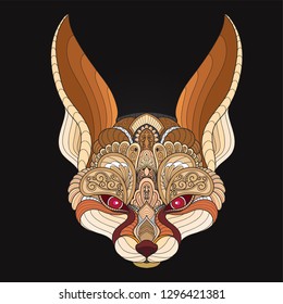 zentangle stylized fennec fox head - vector