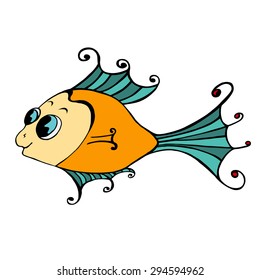 Zentangle stylized Fish. Hand Drawn doodle vector illustration isolated on white background. Sketch for tattoo or makhenda. Sea food collection.