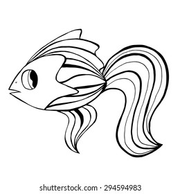 Zentangle stylized Fish. Hand Drawn doodle vector illustration isolated on white background. Sketch for tattoo or makhenda. Sea food collection.