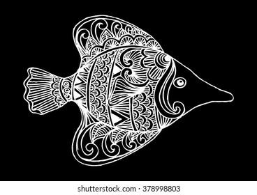 Zentangle stylized Fish. Hand Drawn doodle illustration.
