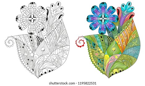Zentangle stylized flower. Hand Drawn lace vector illustration