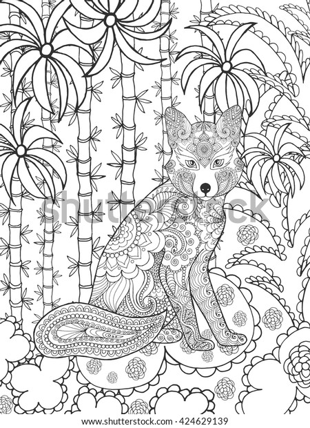 Download Zentangle Stylized Fox Fantasy Garden Animals Stock Vector ...