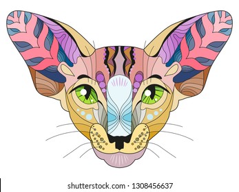 Zentangle stylized head of cat. Hand Drawn lace vector illustration