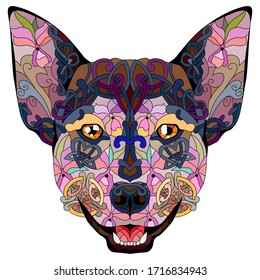 Zentangle stylized head dog. Hand drawn decorative vector illustration