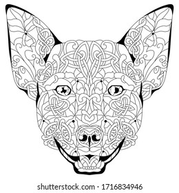 Zentangle stylized head dog. Hand drawn decorative vector illustration for coloring